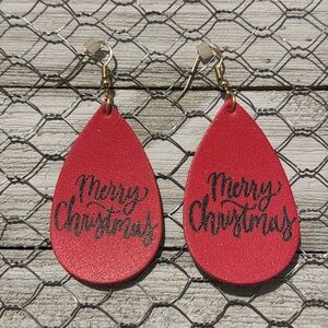 Merry Christmas Faux Leather Earrings